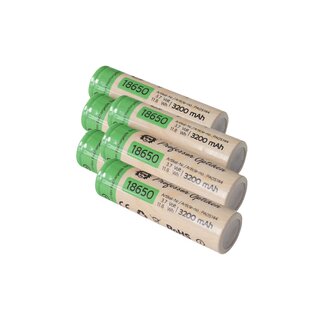 Set of 6 Professor Optiken 18650 lithium-ion batteries, 3.7 volts with 3200 mAh for ICU easy