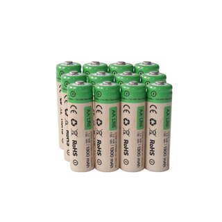 Set of 12 Professor Optiken AA nickel metal hydride batteries, 1.2 volts with 1300 mAh for ICU easy