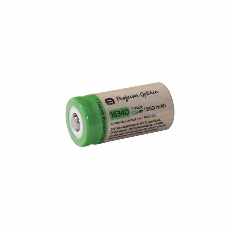 CR123A lithium-ion battery, 3.7 volts with 2800 mAh, 5,50 €
